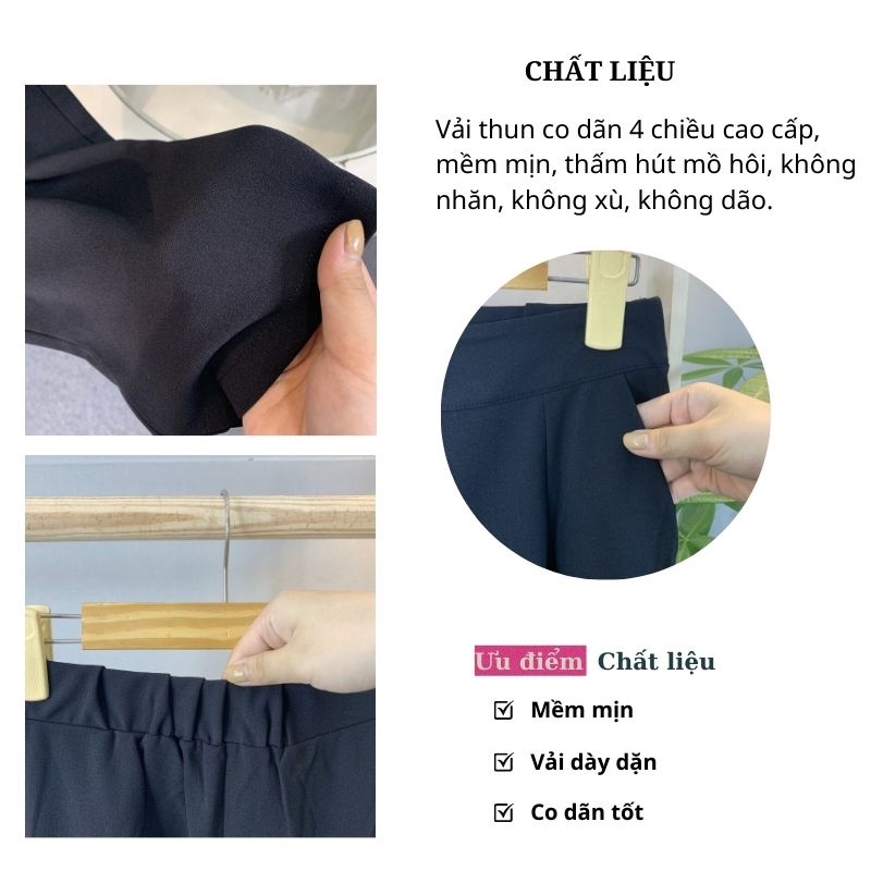 Quần trung niên ống suông T đen thiết kế màu sắc cao cấp lưng thun co dãn thoải mái  - Thời trang Cát Tường