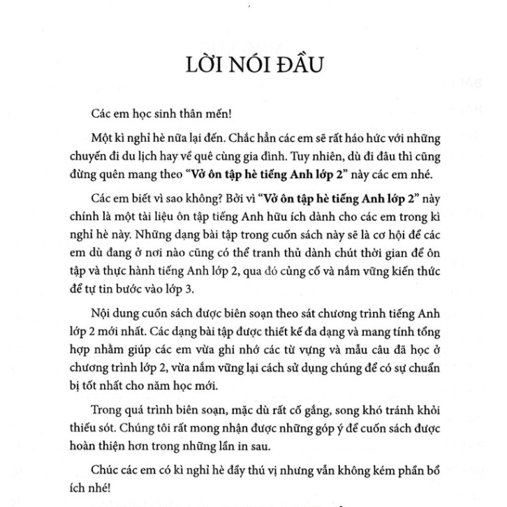 Sách - Vở Ôn Tập Hè Tiếng Anh 2 - Theo Chương Trình Giáo Dục Phổ Thông Mới, Định Hướng Phát Triển Năng Lực