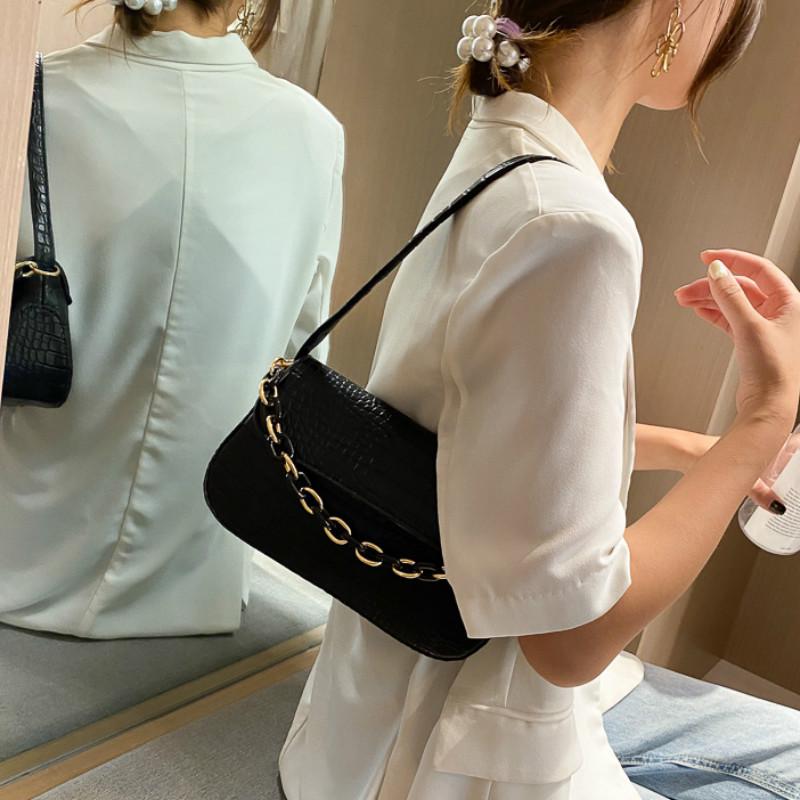 Túi IELGY đeo dưới cánh tay hình chữ nhật cỡ nhỏ phối dây xích phong cách cổ điển thời trang cho nữ