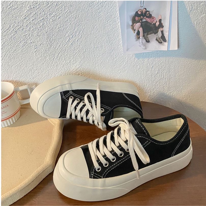 GIÀY NỮ  GIÀY NỮ THỂ THAO Phong Cách Hàn Quốc/Giày Nữ Sneaker CV Hình Ngôi Sao Màu Đen