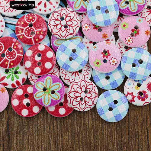 Set 100 nút hình tròn họa tiết đa dạng tự làm may vá thủ công