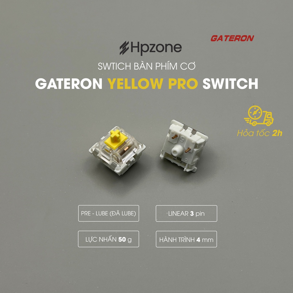 Gateron Pro Switch Gateron Yellow Pro  KS-9 3 Pin Công tắc thay thế cho bàn phím cơ chính hãng Gateron 50g