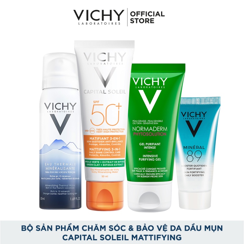 Bộ sản phẩm chăm sóc &amp; bảo vệ da dầu mụn VICHY Capital Soleil Mattifying