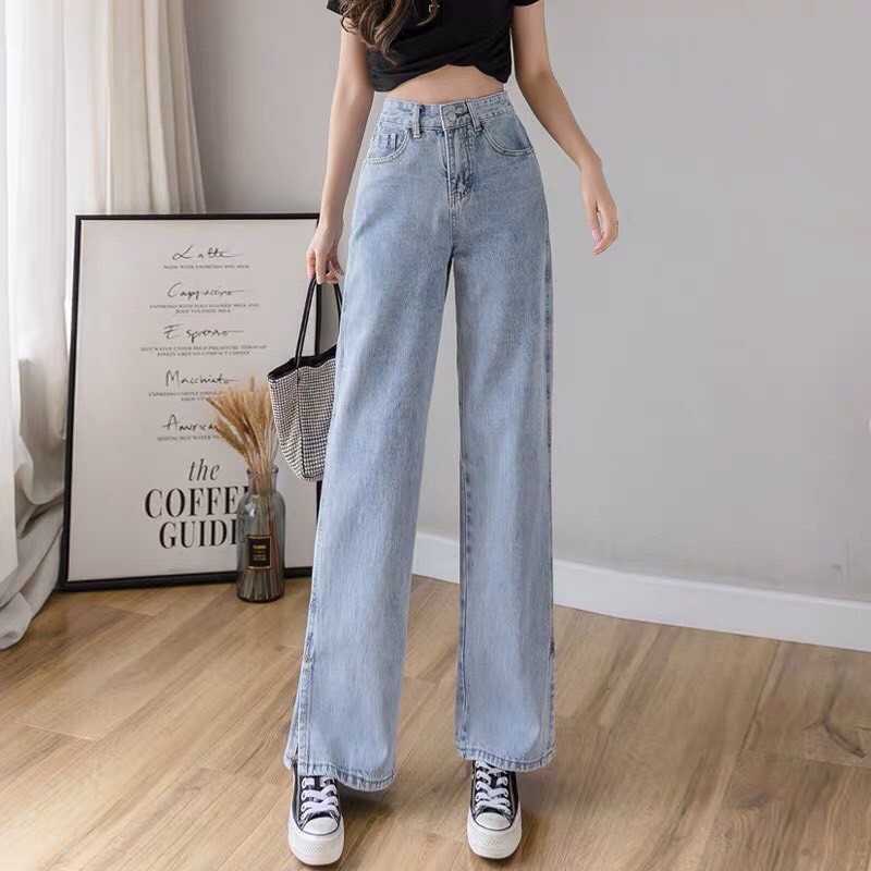 Quần jean nữ ống rộng quần bò ống rộng ulzzang xẻ line phong cách Hàn Quốc cao cấp - ZOO26 | BigBuy360 - bigbuy360.vn