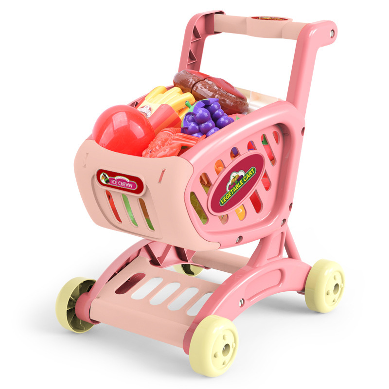 Giỏ hàng mô phỏng Xe đẩy đồ chơi Đồ chơi rau củ quả Children's Simulation Supermarket Shopping Cart Toy Trolley Fruit Vegetable Toy Pretend Play Toy 