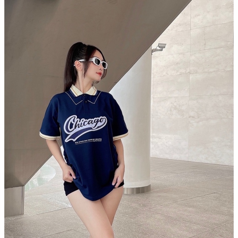KANG - Áo Polo Chicago phong cách Châu Âu form rộng dành cho nam nữ