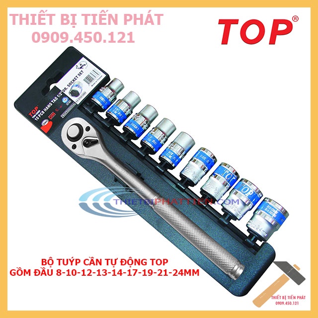 Bộ Tuýp 10 Chi Tiết 1/2&quot; Cần Tự Động TOP (Chính Hãng)