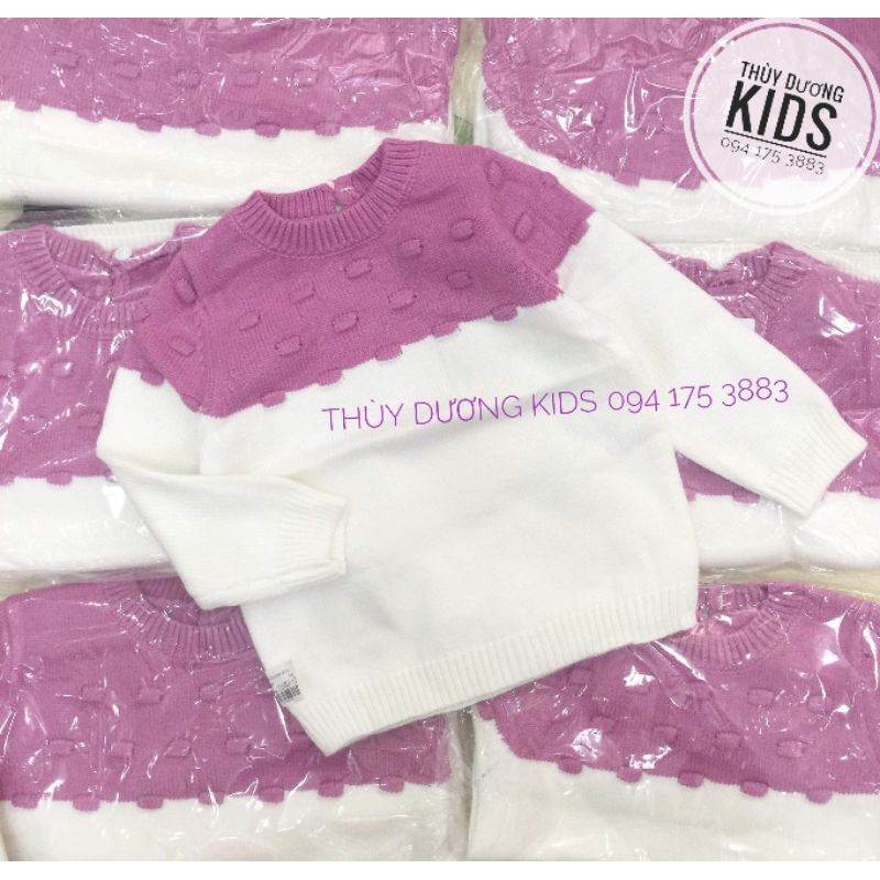 Áo len Zara Colour tím phối trắng xuất dư cho bé gái 1-5y