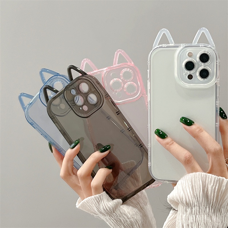 Ốp Điện Thoại Trong Suốt Hình Tai Mèo Cho Iphone13 13ProMax iPhone11ProMax 12Pro12 11 XS XR X XSMax