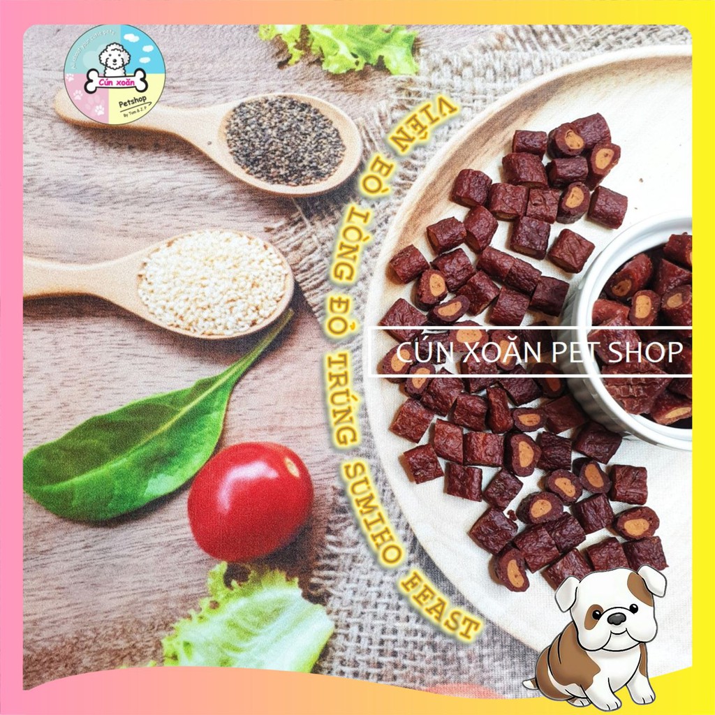 Bánh thưởng cho chó Sumiho Feast (Viên bò lòng đỏ trứng) (Túi 100gr) Thức ăn cho chó từ 2 tháng tuổi