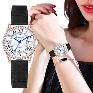 Đồng hồ nữ kiểu dây da đính đá hợp thời trang cá tính 