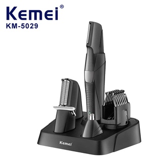 Tông đơ cắt tóc đa năng 4in1 Kemei KM-5029 đế sạc nhanh nhiều đầu thay dùng cắt tóc, cạo đầu, cạo râu cạo lông toàn thân