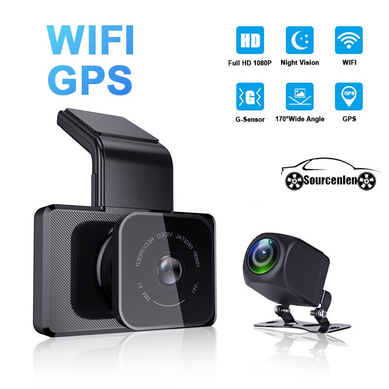 Camera Hành Trình Xe Hơi DVR Wifi HD 1080P Nhìn Đêm Xoay 170 Độ