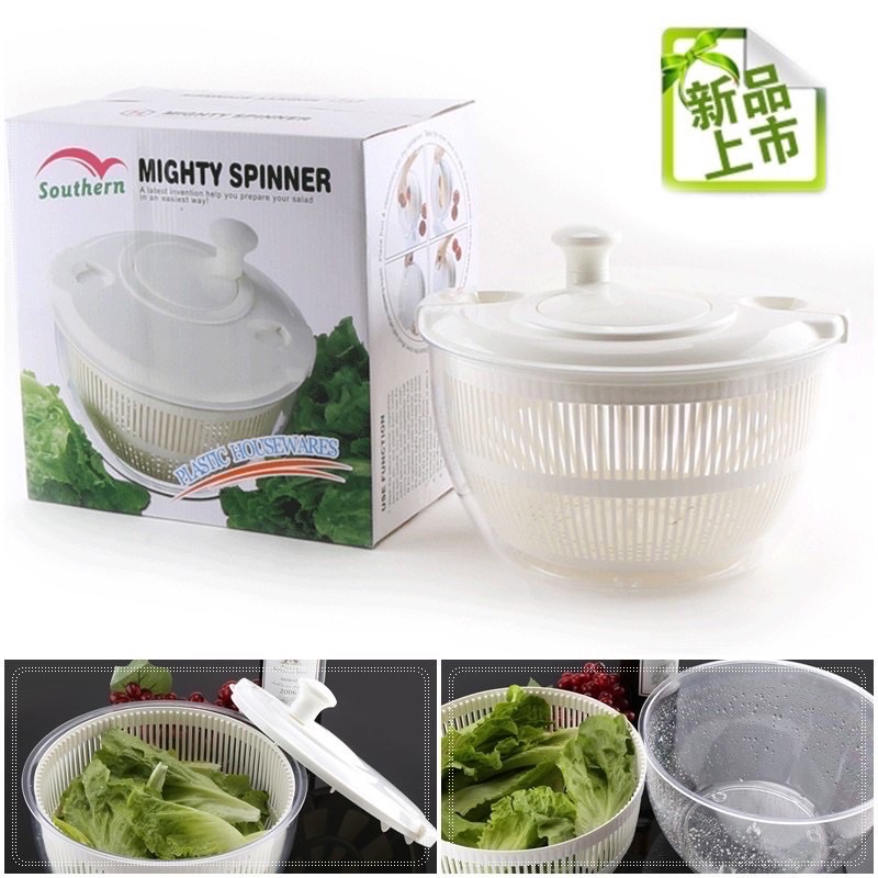 Rổ quay rau sống, quay thực phẩm cỡ to Mighty spinner, ráo nước mà rau k bị nát loại dày đẹp, thực phẩm tươi lâu hơn