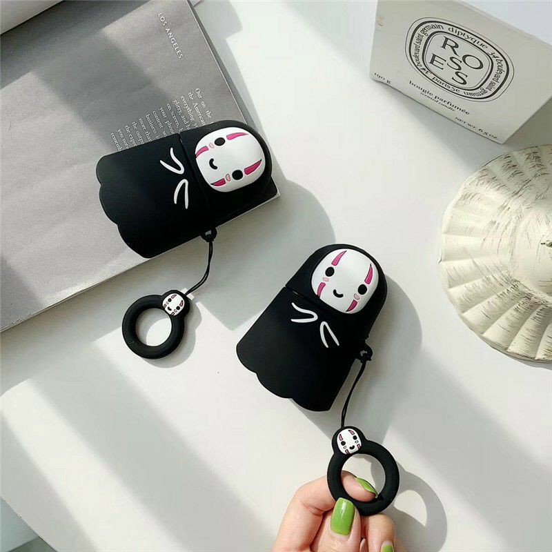 Bao silicon bọc tai nghe Airpods 1, 2, i11, i12, i9... hình vô diện kute ( Tặng móc treo )