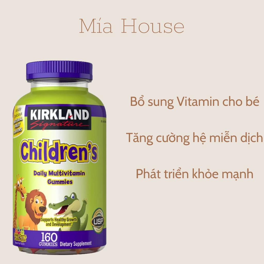 [ Date 1-2/2023] Kẹo dẻo bổ sung vitamin cho trẻ em Kirkland Children’s Complete Multivitamin 160 viên Mỹ