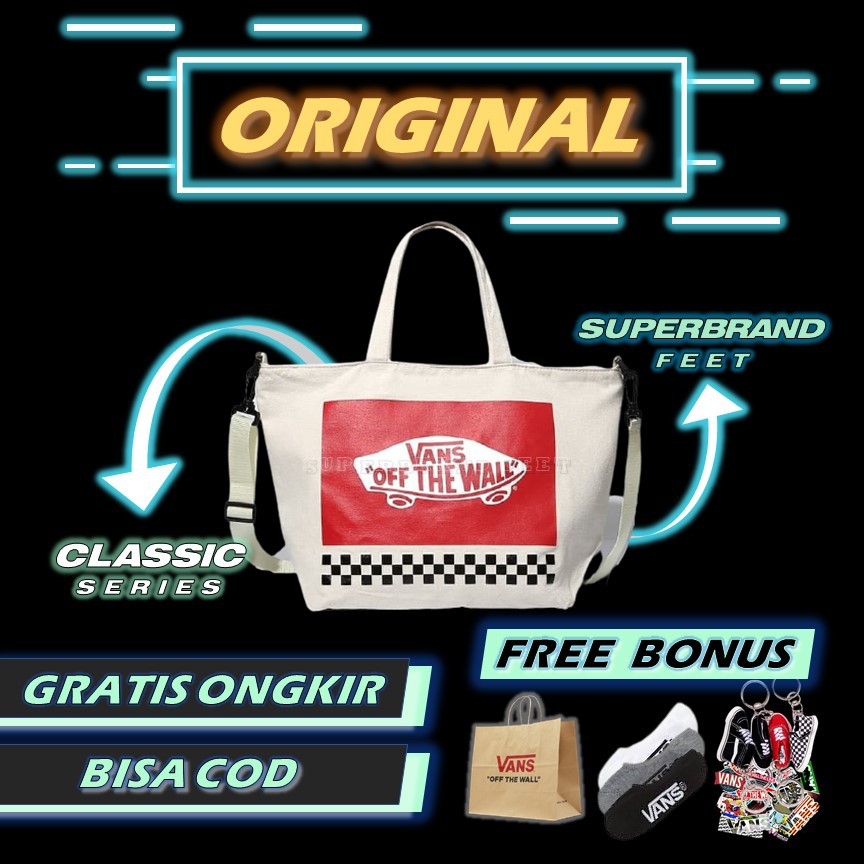 Vans Túi Tote 2 Chiều Màu Trắng Thời Trang