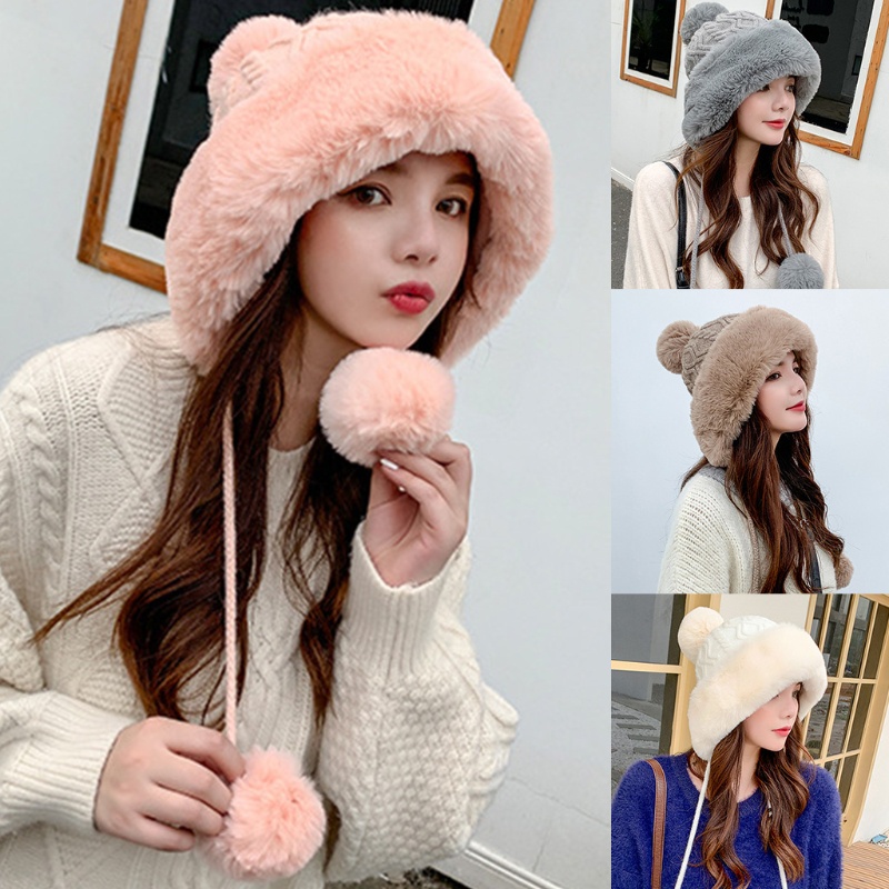 Mũ Len Dệt Kim Chống Lạnh Thời Trang Thu Đông Ấm Áp