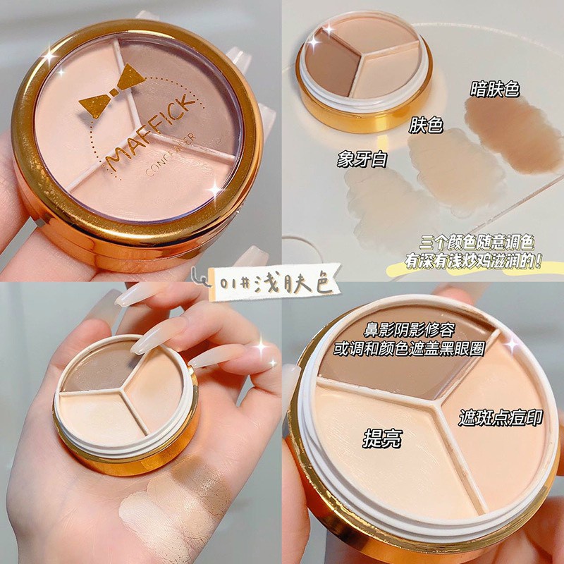 [HCM]Phấn Tạo Khối Và Che Khuyết Điểm 3 ô Maffick Concealer Siêu Xinh