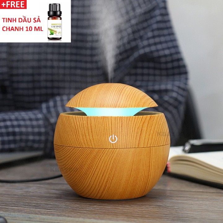 Máy Khuếch Tán Tinh Dầu, Phun Sương Vân Gỗ - Coconut Humidifier