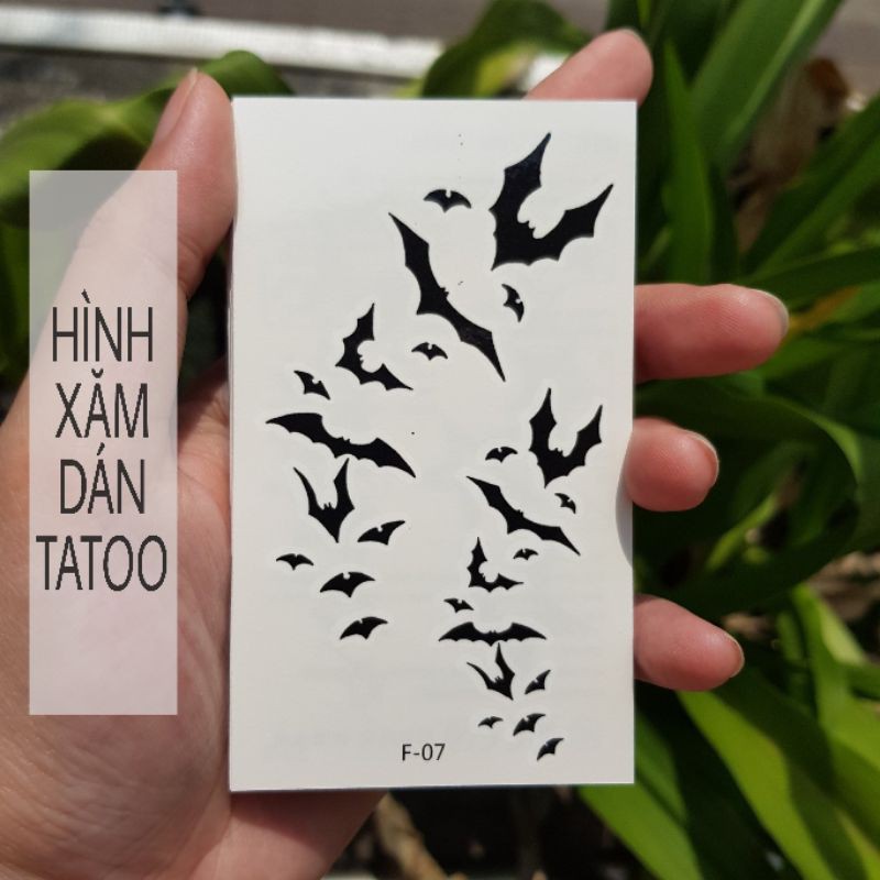 Hình xăm bầy dơi f07. Xăm dán tatoo mini tạm thời, size &lt;10x6cm