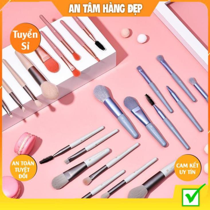 Full Bộ Cọ Gốm 8 Cây Cọ Make up Lông Mềm Mịn Tặng Túi Zip Vintage KING DC Hàng Nội Địa Trung
