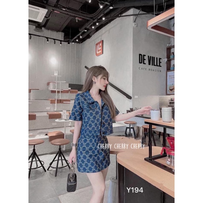 Sét áo+váy bò chữ A Y194