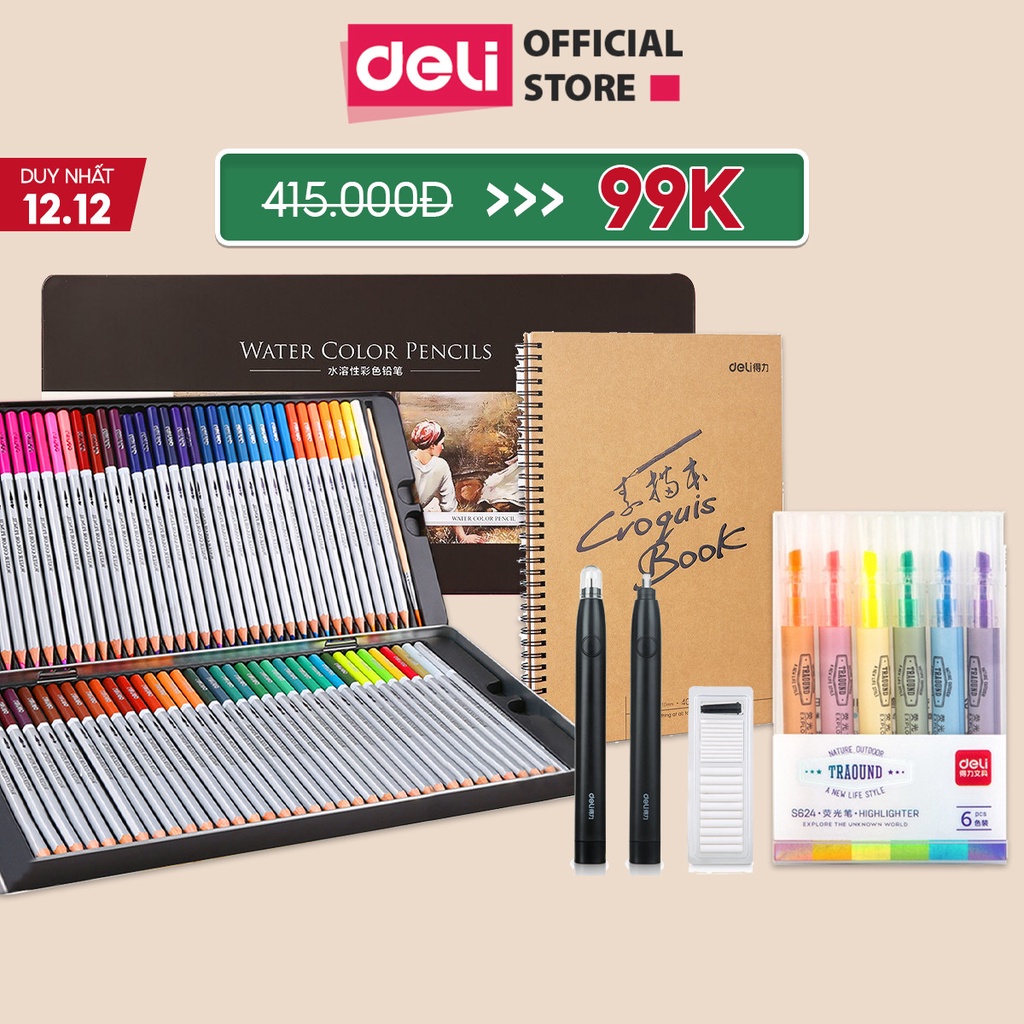 [Mã LIFEDELI20K5 giảm 20K đơn 0Đ] [DUY NHẤT 22/12] COMBO ĐẶC BIỆT THÁNG 12 DELI - GỒM 4 MÓN HỌA CỤ CAO CẤP CHUYÊN NGHIỆP