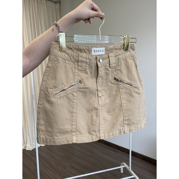 beachclub-Váy kaki dây kéo