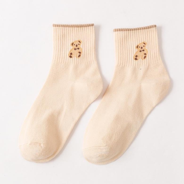 ❤️ Tất dệt kim cổ cao thêu gấu Phong Cách Vintage Hàn Quốc Mẫu tcc2 ❤️