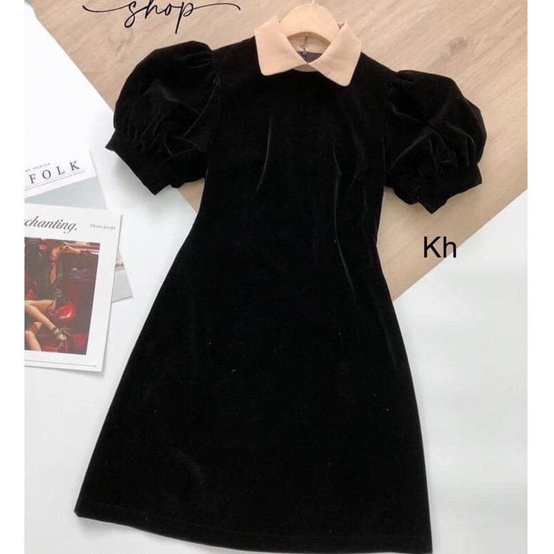 Váy Nhung Xòe Nữ Cổ Bèo Tay Phồng, Đầm Nhung Đẹp Dự Tiệc Màu Đen Thiết Kế Cao Cấp Sang Trọng, Đi Chơi, Đi Làm Vải Loại 1 | BigBuy360 - bigbuy360.vn