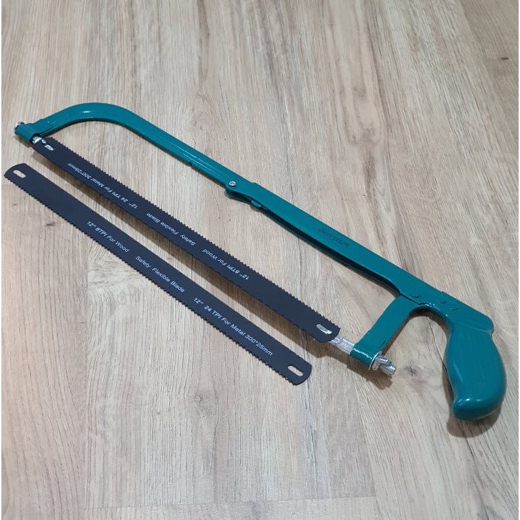 Combo Khung Cưa Và 2 Lưỡi Cưa 2 Trong 1 Gồm 1 Mặt Cắt Sắt Và 1 Mặt Cắt Gỗ 300x25mm