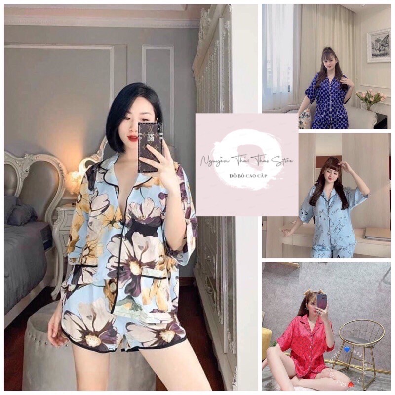 Đồ Bộ Pịama cánh dơi Lụa Satin ⚡Hàng CAO CẤP⚡ Đồ Ngủ Nữ HOT TREND hoạ tiết cao cấp mềm mại cực xinh Hàng Loại 1