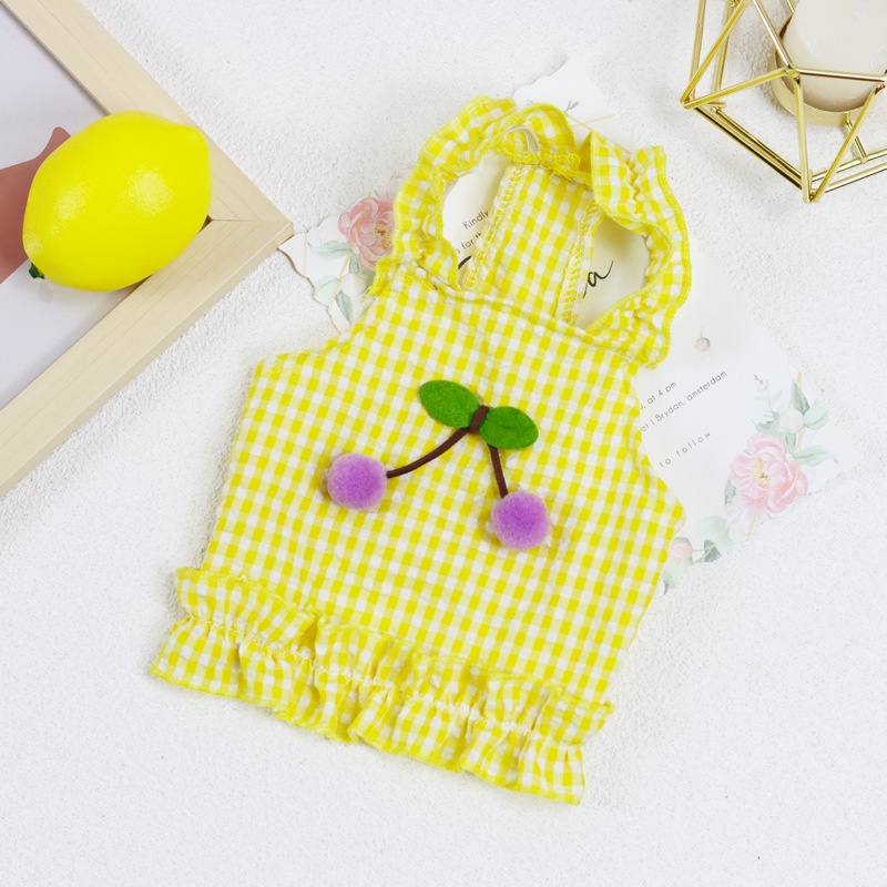 Hipidog Đầm tay phồng thời trang mùa hè cho cún cưng size S-XL