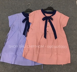 Áo bầu babydoll nơ xinh - chất đũi mềm đẹp mát  kèm ảnh chụp trải sàn - ảnh sản phẩm 4