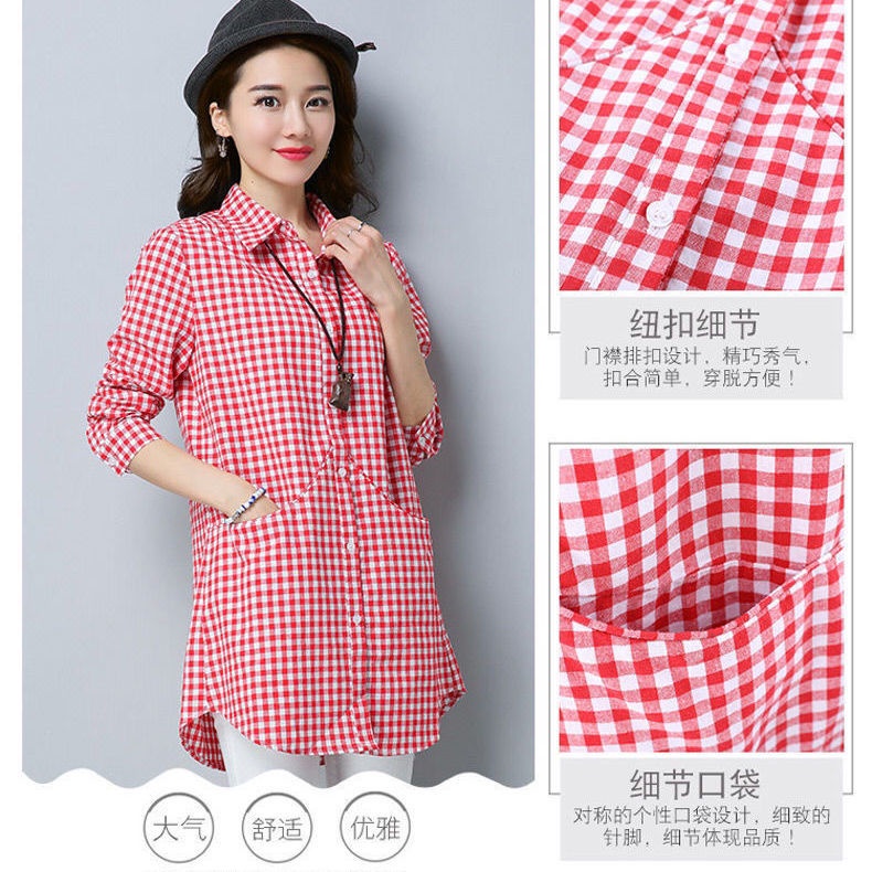 Áo Sơ Mi Caro Tay Dài Plus Size Cho Nữ