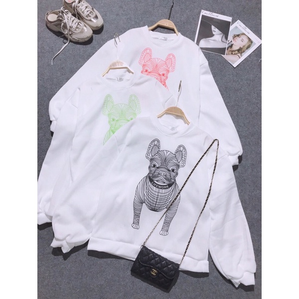 Áo sweater nam nữ Unisex form rộng chất nỉ cotton dày mịn in hình chú chó 3D phong cách | BigBuy360 - bigbuy360.vn