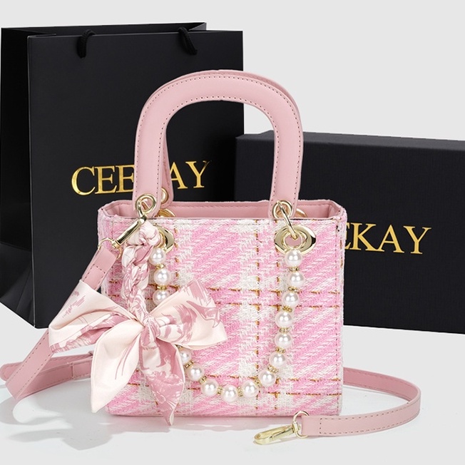 🌸Hàng Order🌸 Túi Xách Nữ CEEKAY Da Thêu Họa Tiết kèm Nơ Khóa Kéo Quai Da Quai Xách Sang Chảnh Nữ Tính 🌸 Hàng Quảng Châu