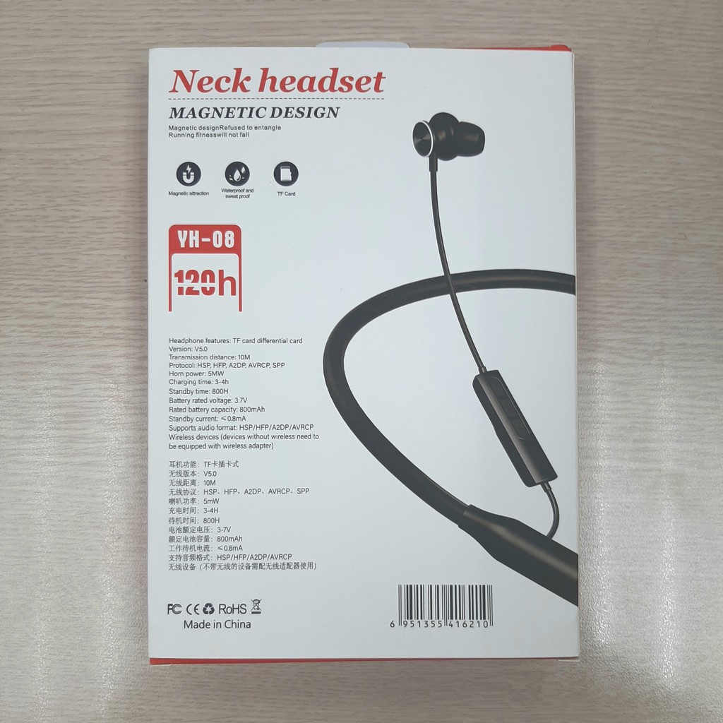 [Mã 267ELSALE hoàn 7% đơn 300K] [Pin 100h] Tai nghe Bluetooth 5.0 Cao cấp YH08