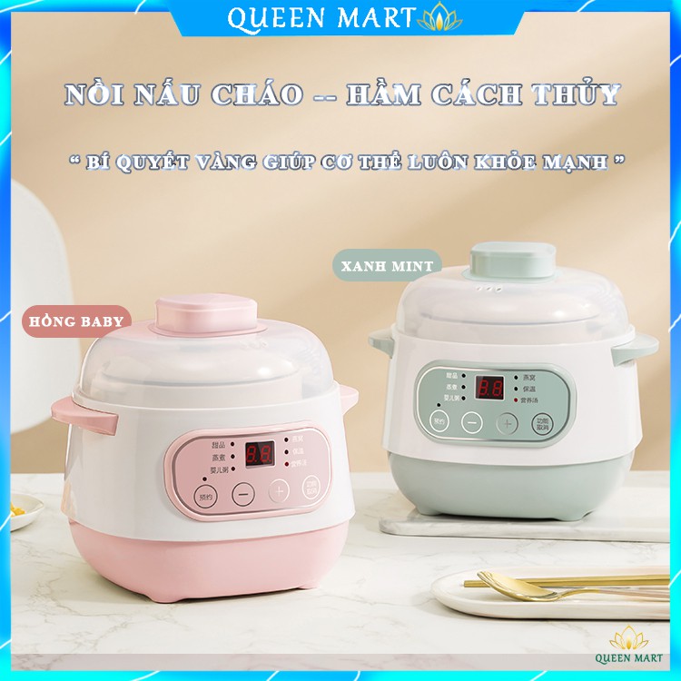 Nồi Nấu Cháo Điện - Nồi Hầm Chậm Cách Thủy Dung Tích 1L, Lòng Nồi Bằng Sứ Giữ Nhiệt Tốt, Chưng Yến, Hầm Canh... – Q071