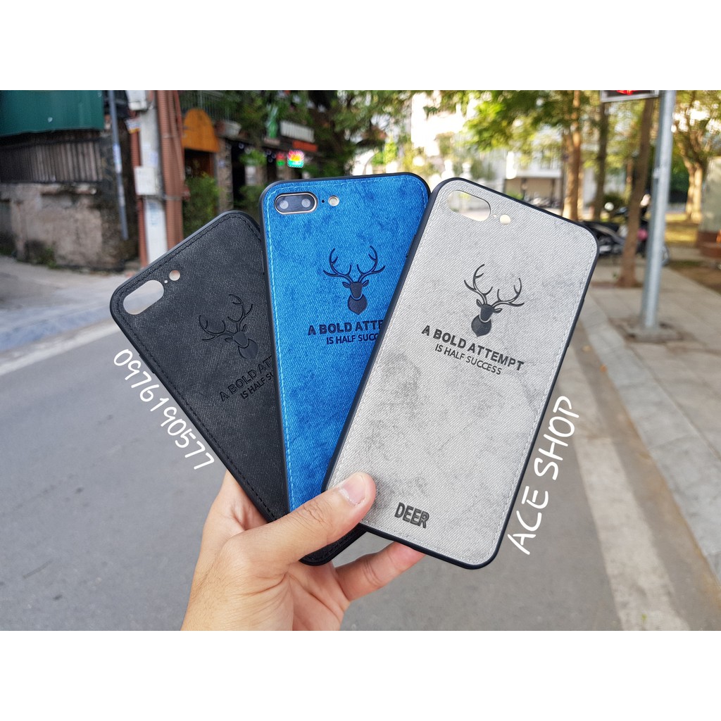 [Deer Case 7Plus, 8 Plus ]Ốp hươu silicon dẻo pha sợi vải Jeans cho iPhone 7 Plus và 8 Plus