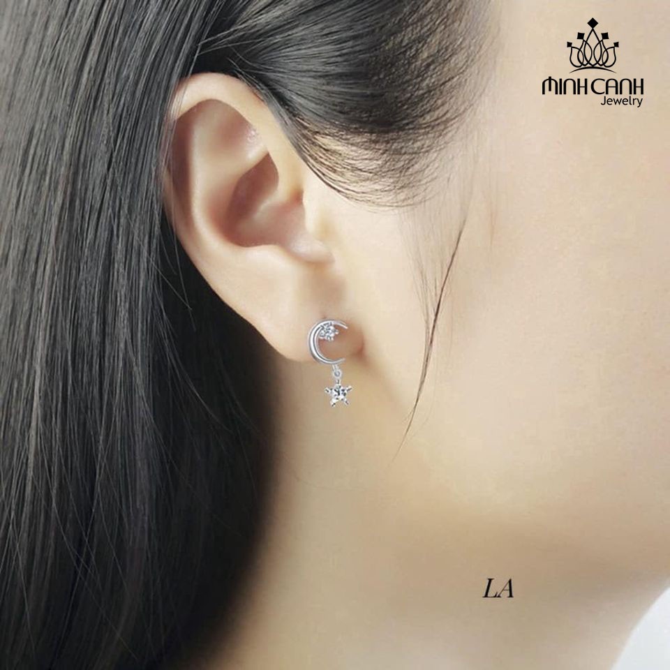 Bông Tai Hình Trăng Sao Bằng Bạc - Minh Canh Jewelry