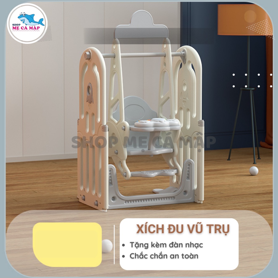 Quây cũi nhựa vũ trụ FULL SET GẤP GỌN cầu trượt xích đu, tặng kèm bộ bóng rổ