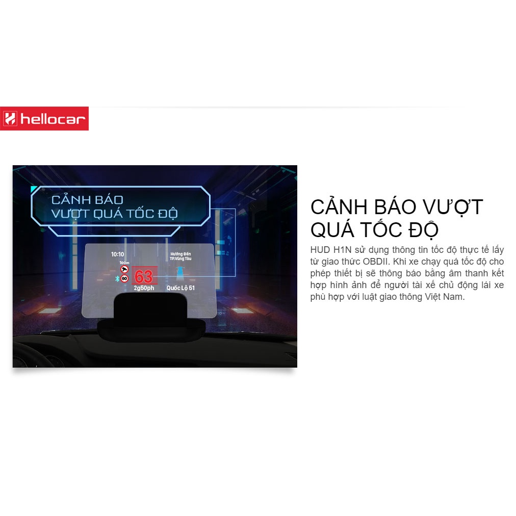 VIETMAP HUD H1N - Màn Hình Hiển Thị Thông Minh - Cảnh báo biển giao thông (bản không có TPMS) | BigBuy360 - bigbuy360.vn