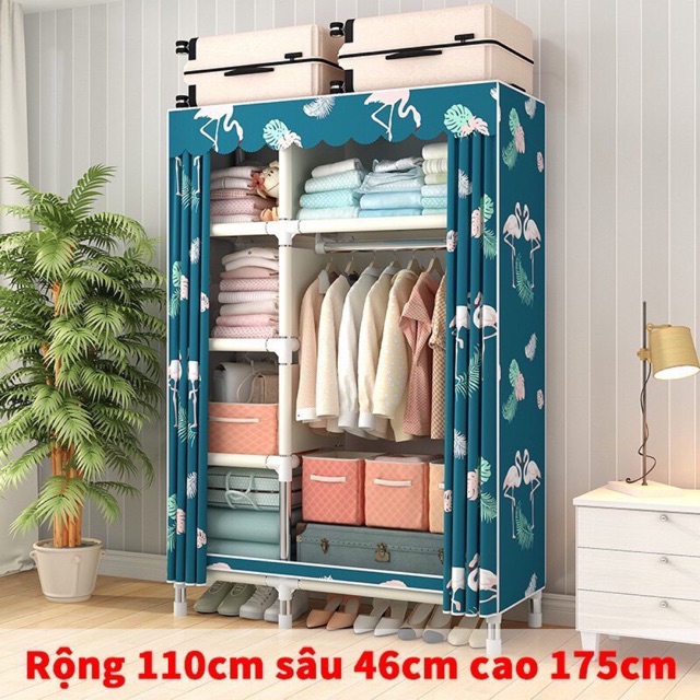 Tủ vải KHUNG SẮT TO 2 buồng 110cm cao cấp