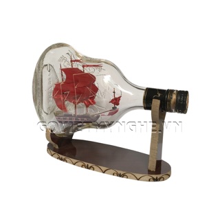 Mô Hình Thuyền Gỗ Trong Chai Hennessy X.O N4 - Khay gỗ trang trí món ăn sushi thuyền gỗ sushi 35cm - Thuyền gỗ sashimi