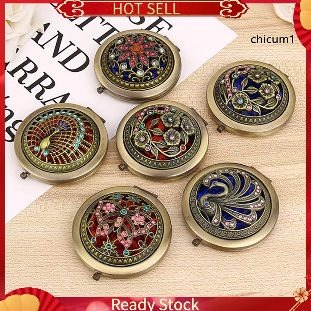 [Hàng mới về] Gương trang điểm mini bỏ túi hình hoa rỗng phong cách vintage