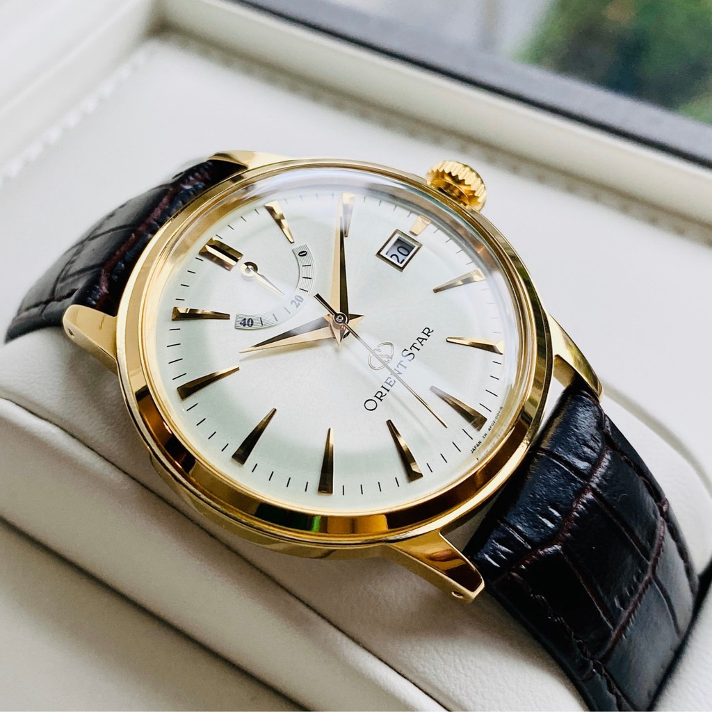 Đồng hồ Nam chính hãng Orient Star SAF02001S0 Automatic Lịch ngày,Kim báo năng lượng-Máy cơ tự động-Dây da đen-Size 38mm