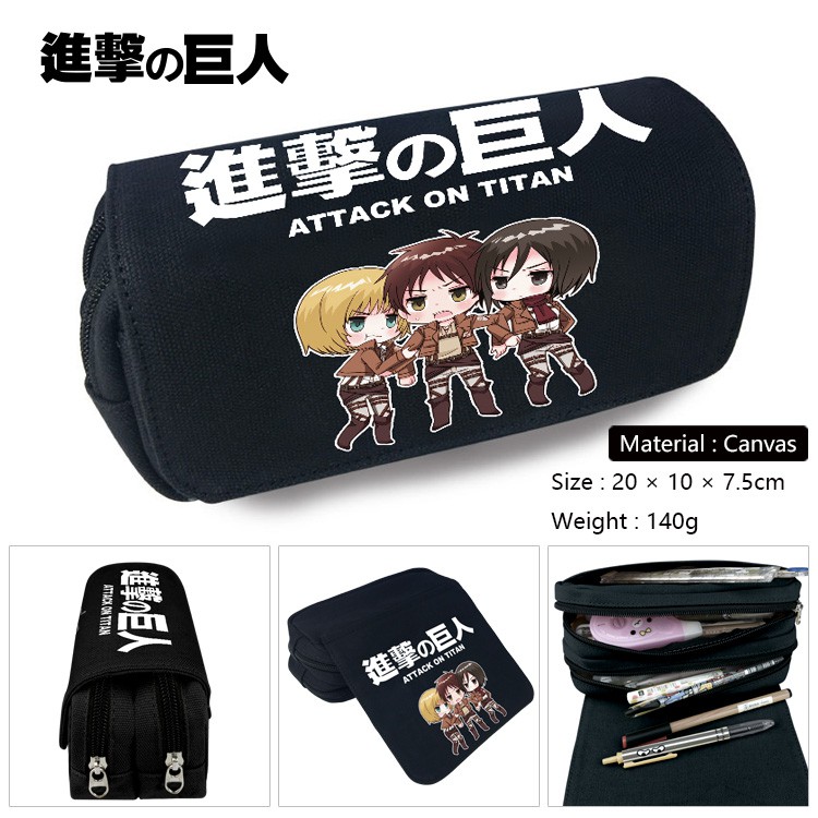 Attack on Titan Cartoon 3D Color Pattern Student Multifunctional Canvas Pencil Bag Birthday Gift