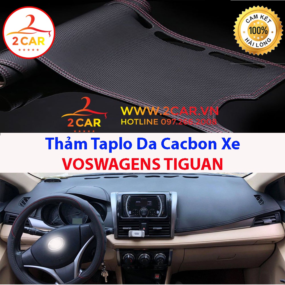 Thảm Taplo Da Cacbon Xe Volkswagen TIGUAN 2009-2022, chống nóng tốt, chống trơn trượt, vừa khít theo xe